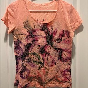 Y2K graphic floral shirt